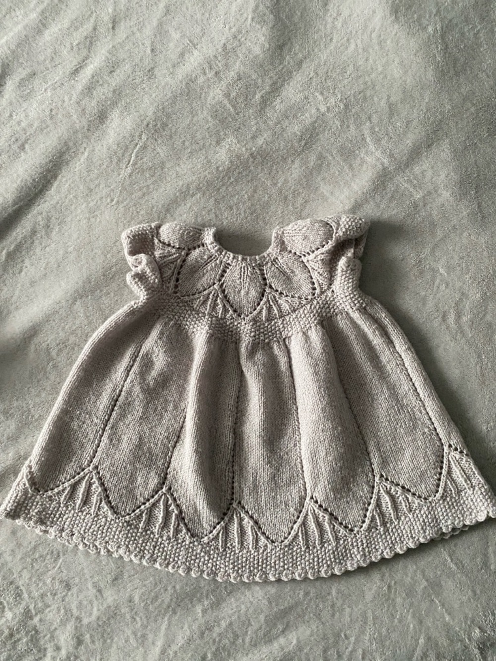 Classic Knit Kids Dress in Light Beige